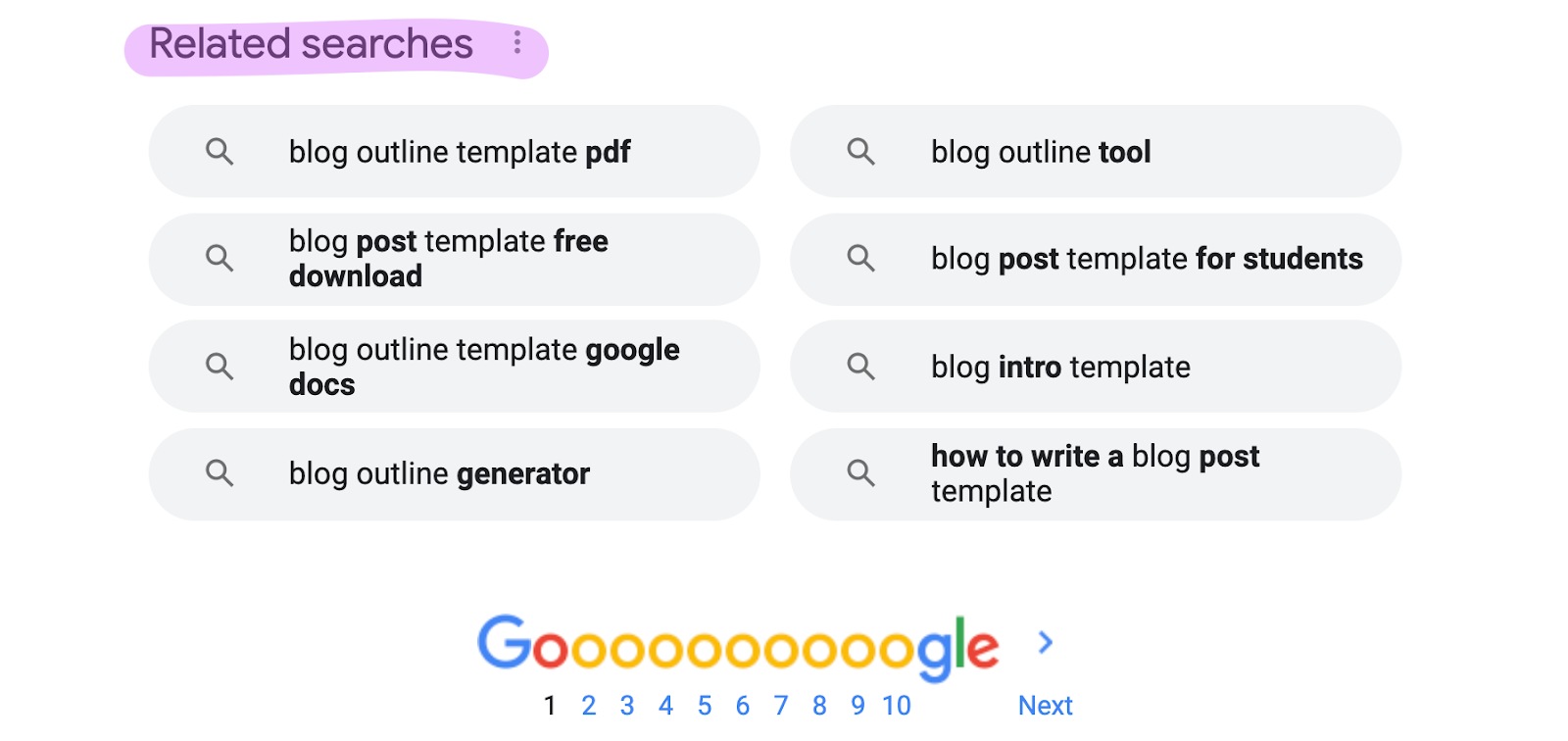 google's related searches box