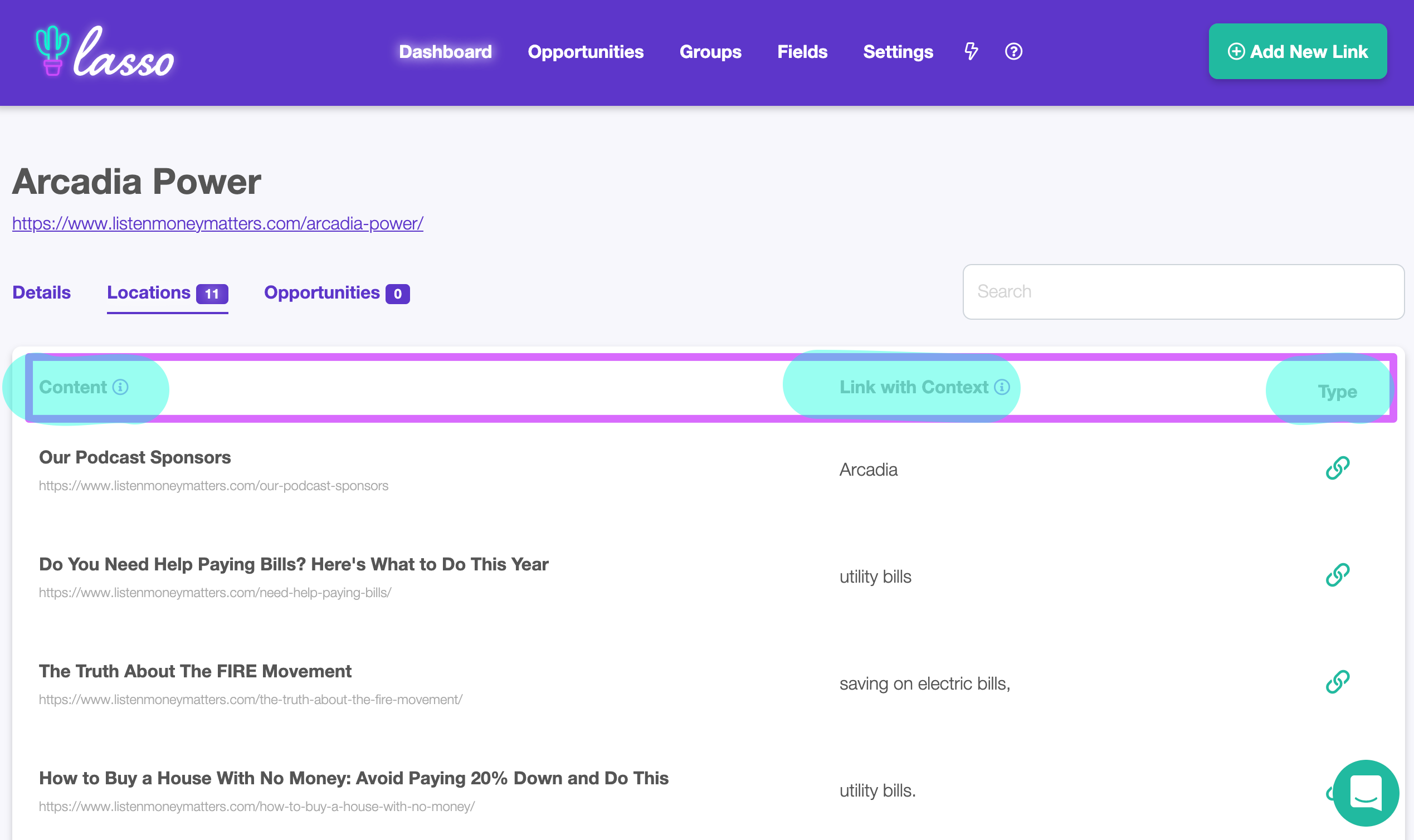 broken links content context type