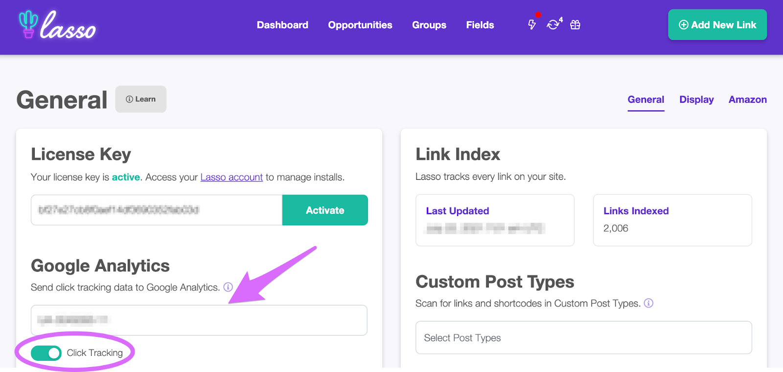 connecting lasso to google analytics