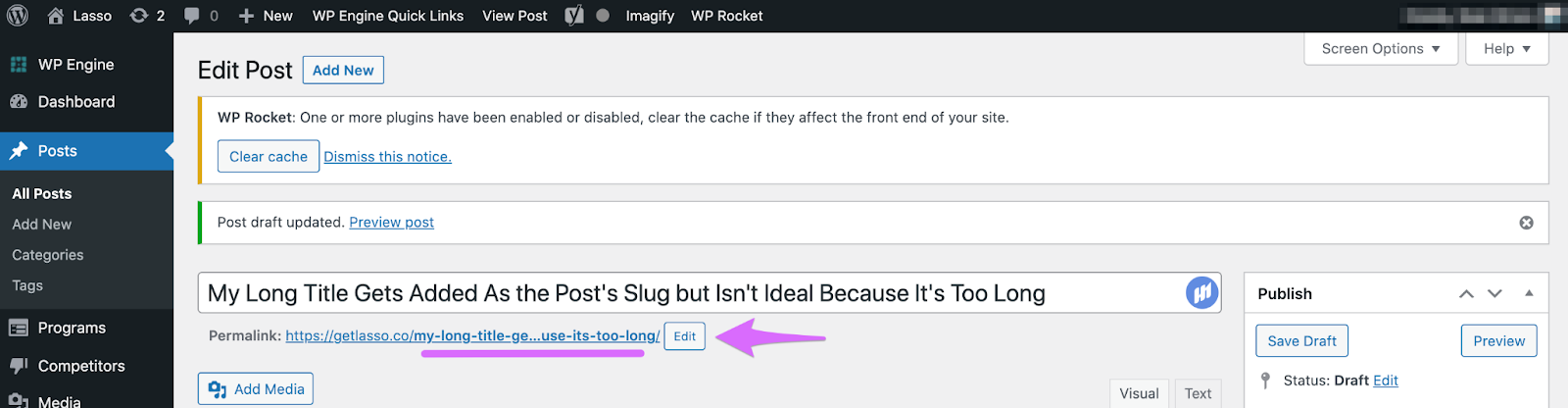 editing your slugs in your wordpress post editor