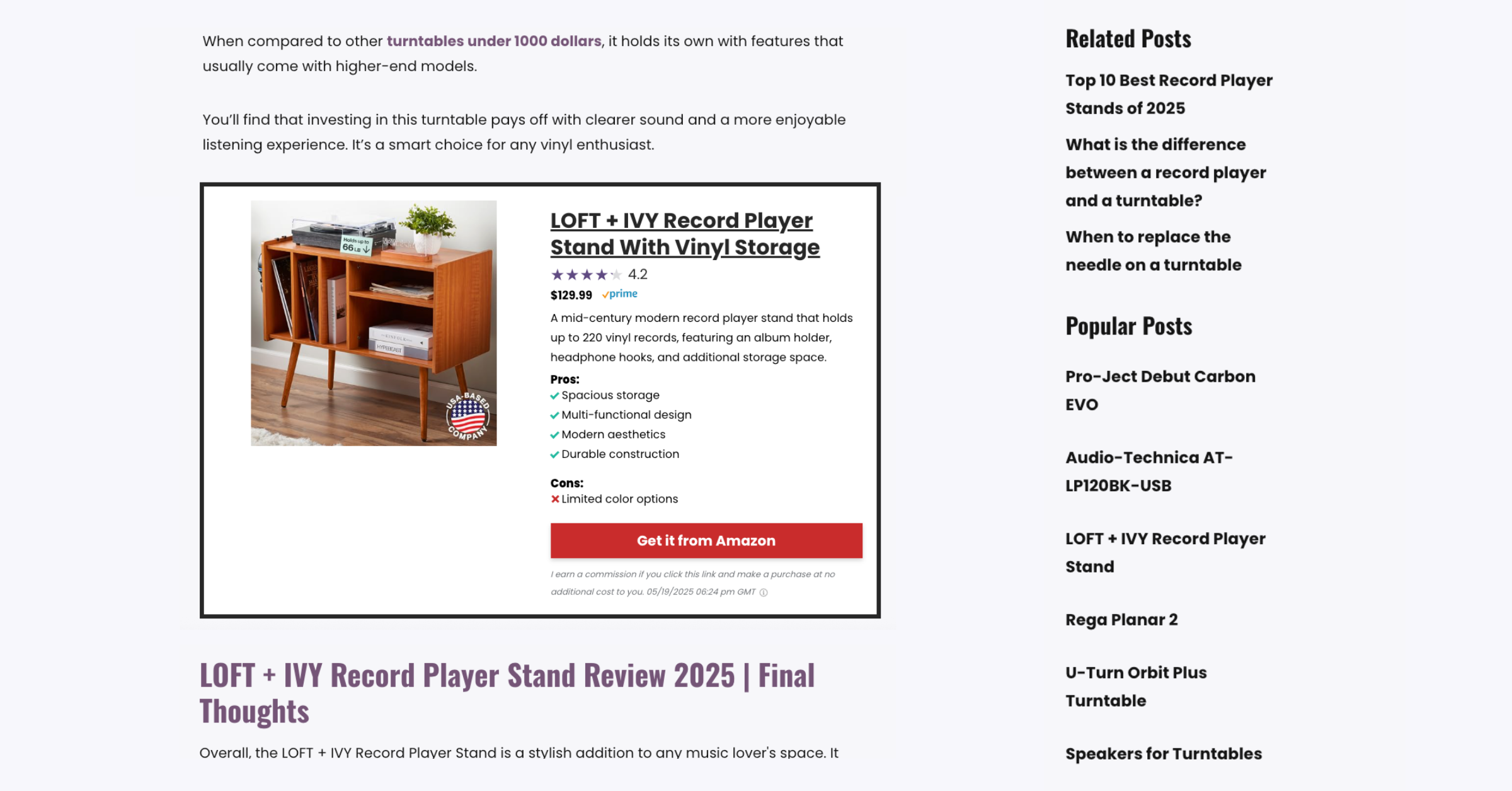 Affiliate Product Displays