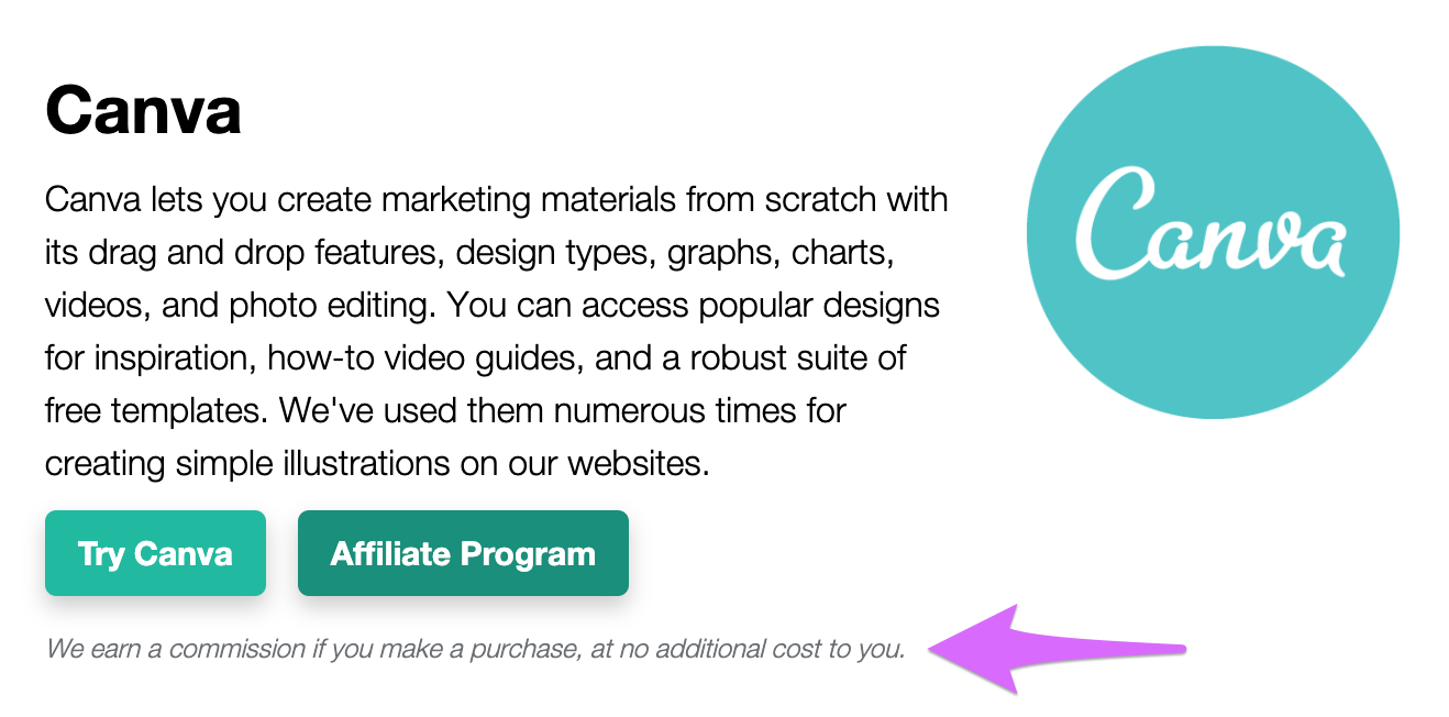 Lasso affiliate disclosure at bottom of product display
