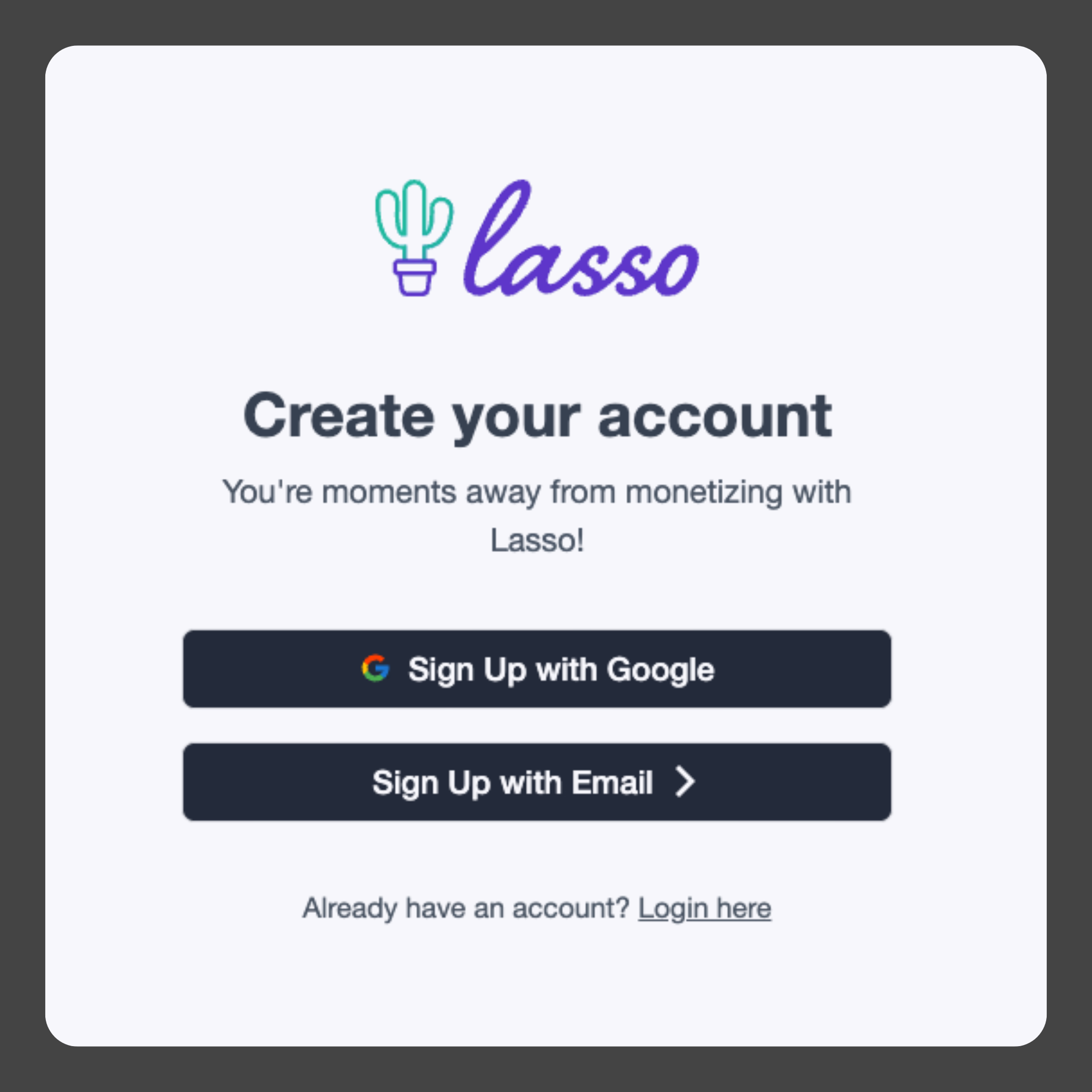Create your account