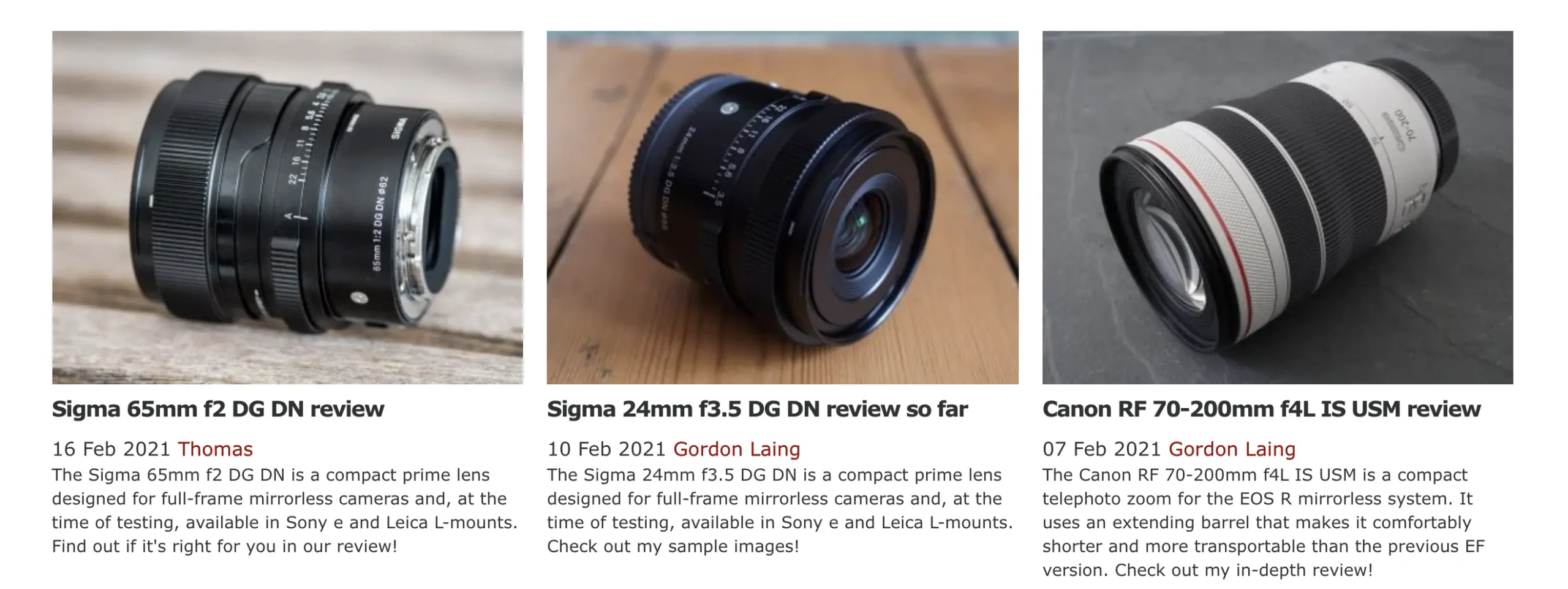 Photography review site example with high-ticket affiliate products