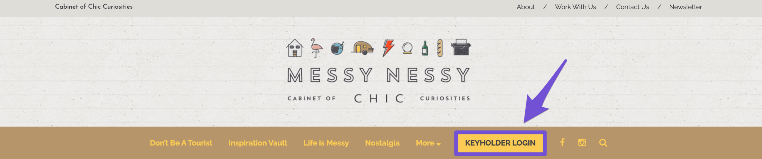 messy chic gated content on homepage login