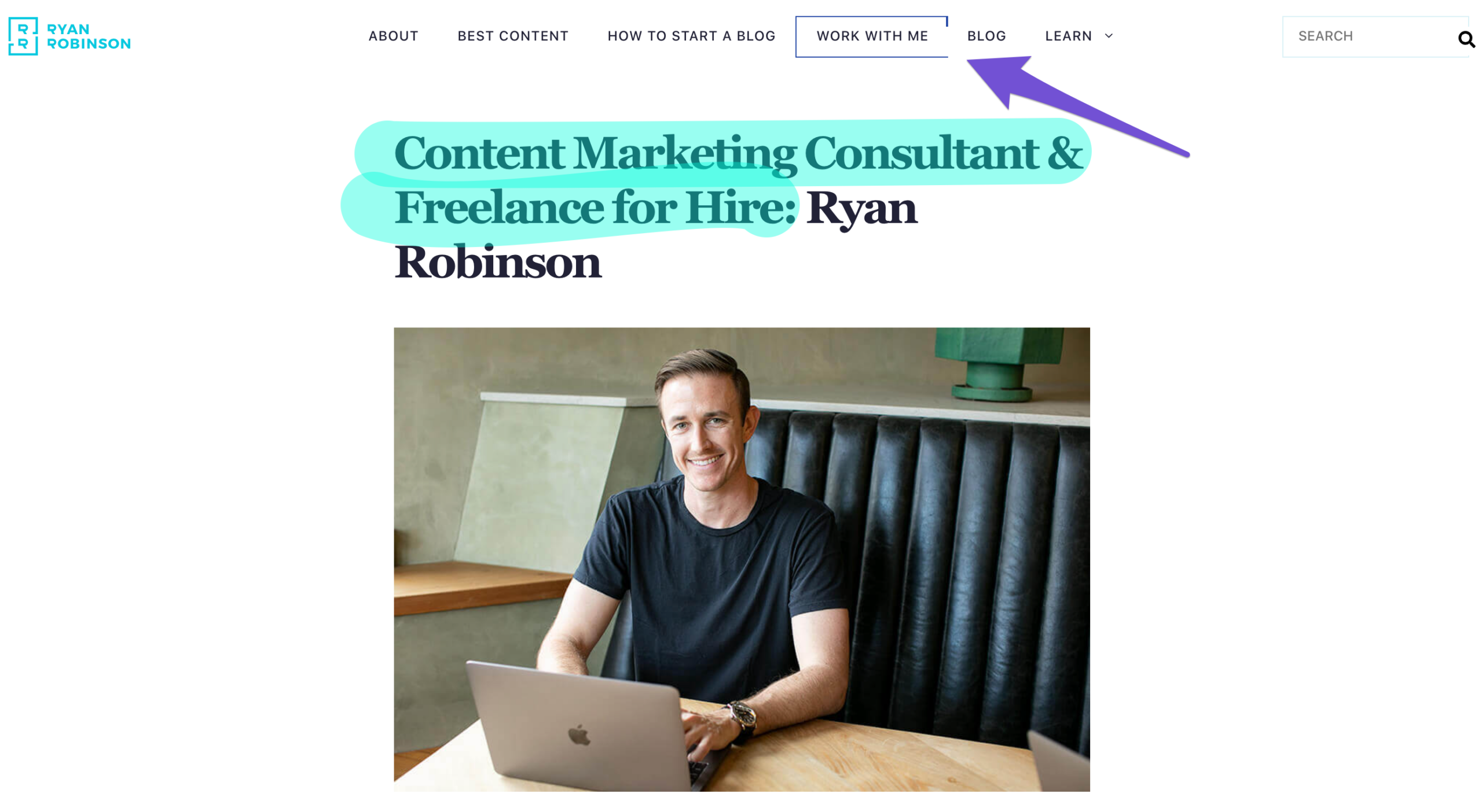 ryan robinson hire me page