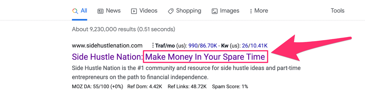 nick loper blog tagline in the serp